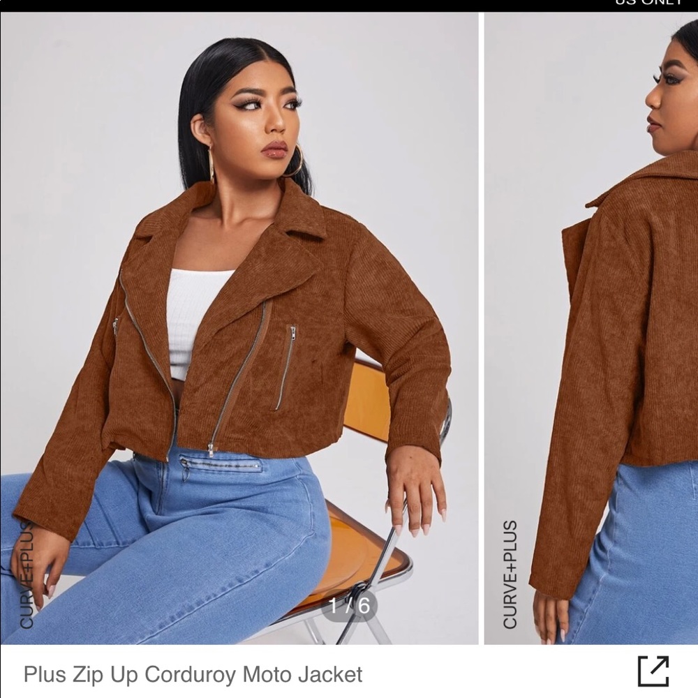 Zip up corduroy moto jacket